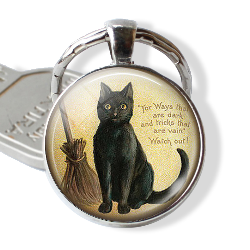 Vintage Fashion Quotes - BLACK CAT Quote Keychain Lovers Keyring