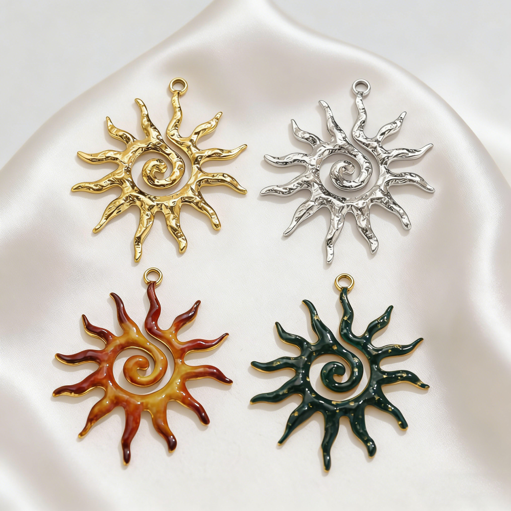 Vintage Fashion Jewelry Necklaces - 5PCS Stainless Steel Vintage Spiral Sun
