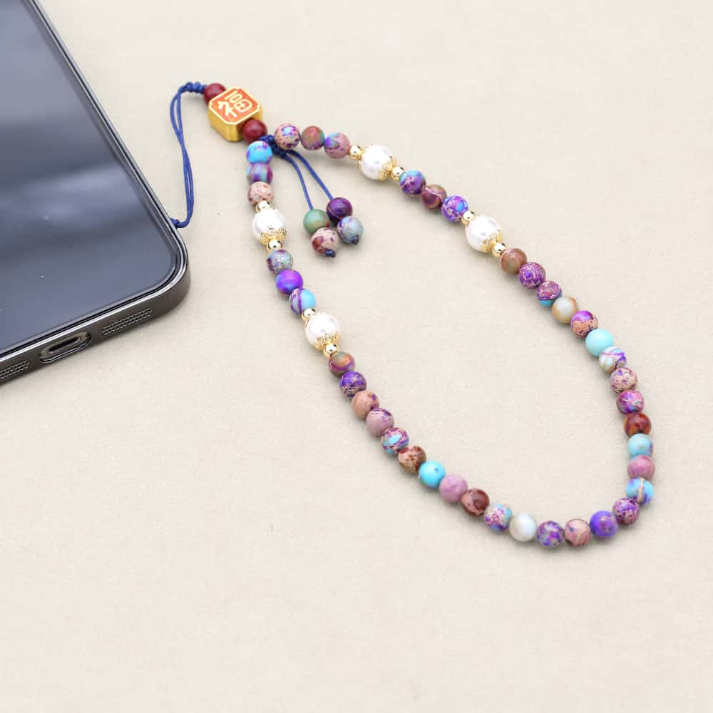 Vintage Fashion Jewelry Necklaces - 6MM Beads Phone Chain Wrist Lanyard