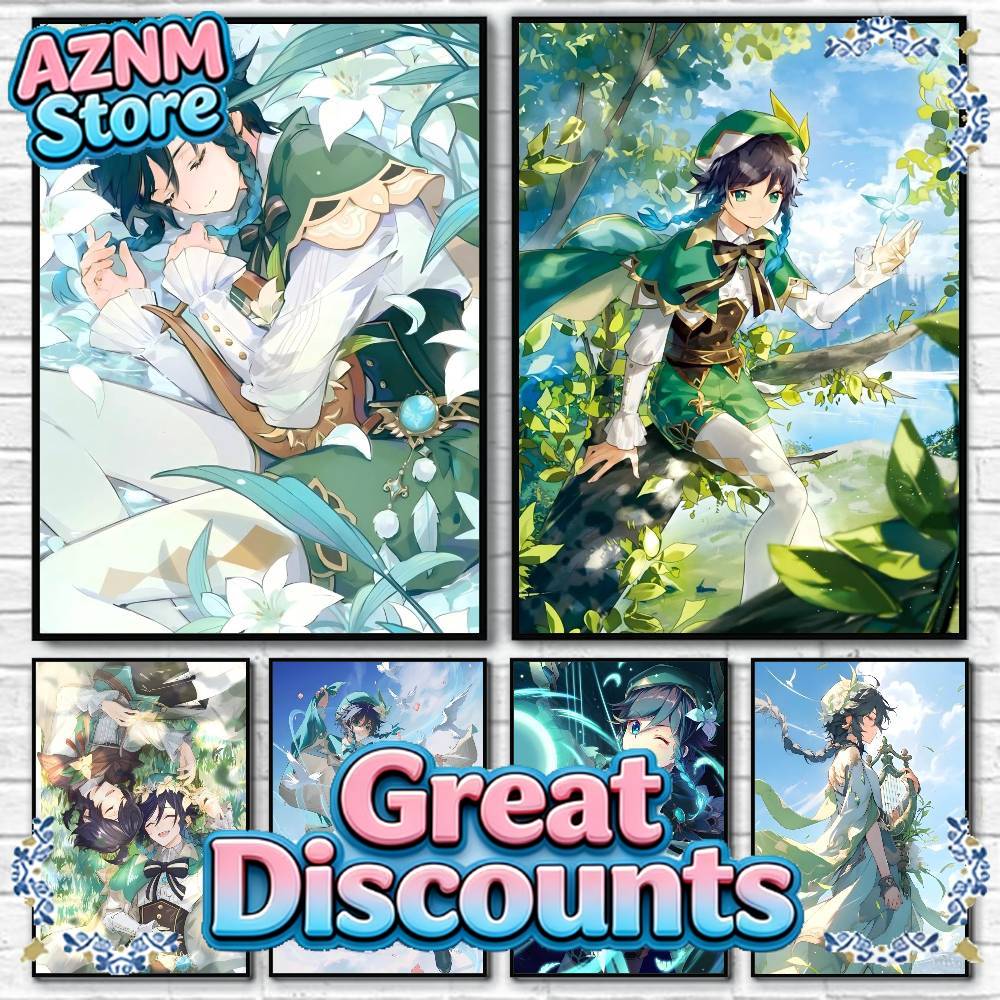 Vintage Fashion Wall Art - 1pc Game Genshin Impact Venti s