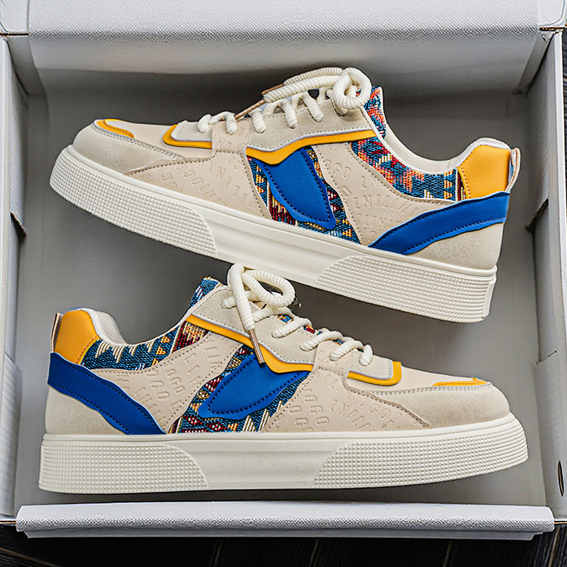 Vintage Fashion Fabrics - Men's Vintage Patchwork Platform Sneakers -