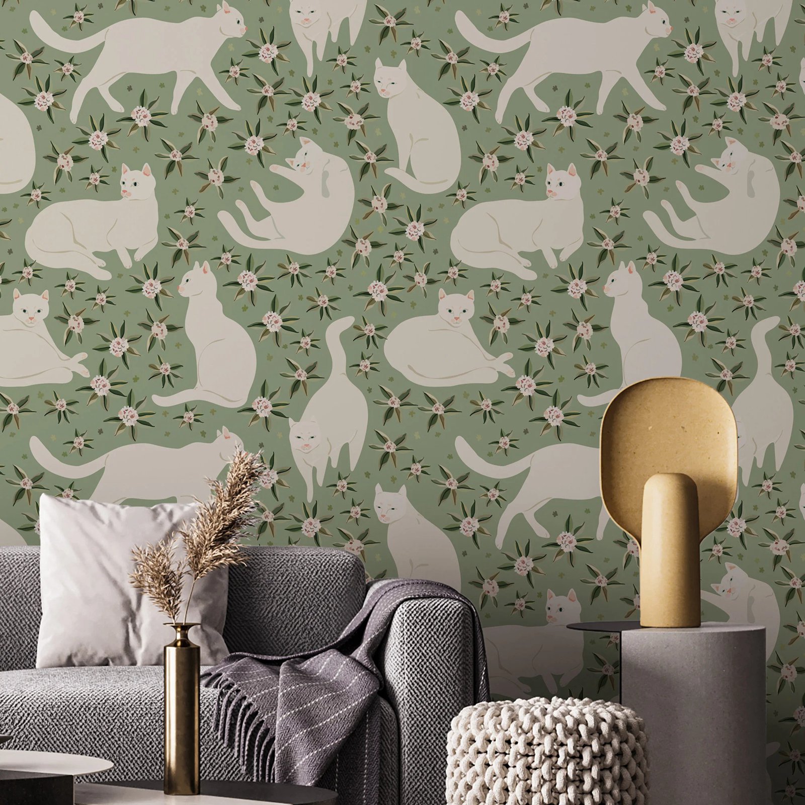 Vintage Fashion Wallpaper - Vintage Wallpaper Cute Cat, Peel and