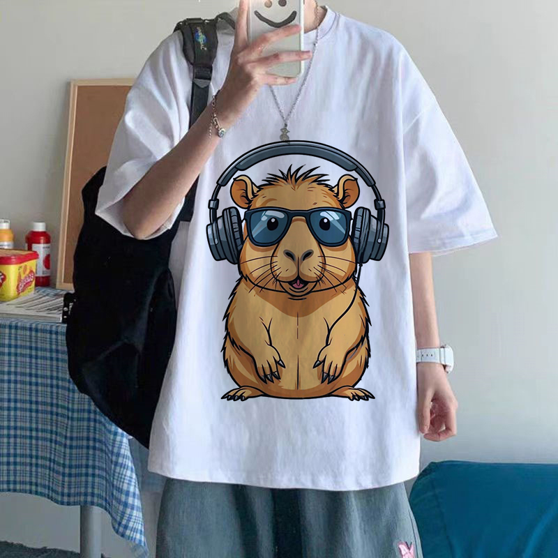 Vintage Fashion Eu - Funny Mange Printed Shirt Cartoon Capybara