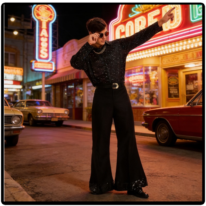 Wide Leg Trouser 70S - 70s Retro Disco Bell Bottoms Mens