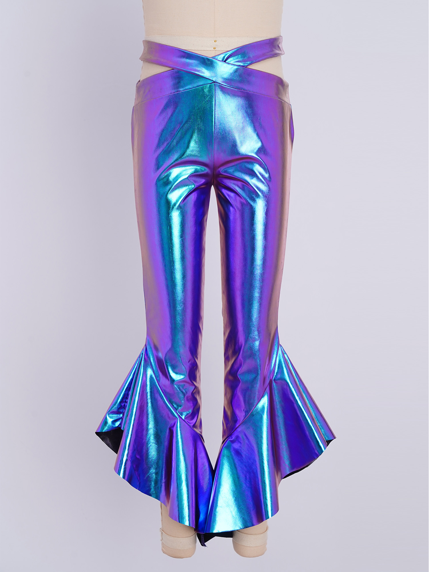 Kids Girls Shiny Metallic Flar - Wide Leg Trouser 70S avaliação e preço