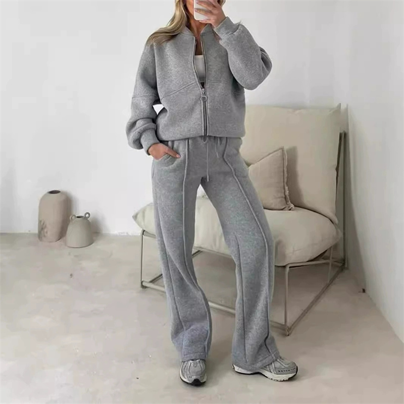 2025 Sweatshirt Two-piece Suit - Wide Leg Trouser 70S avaliação e preço