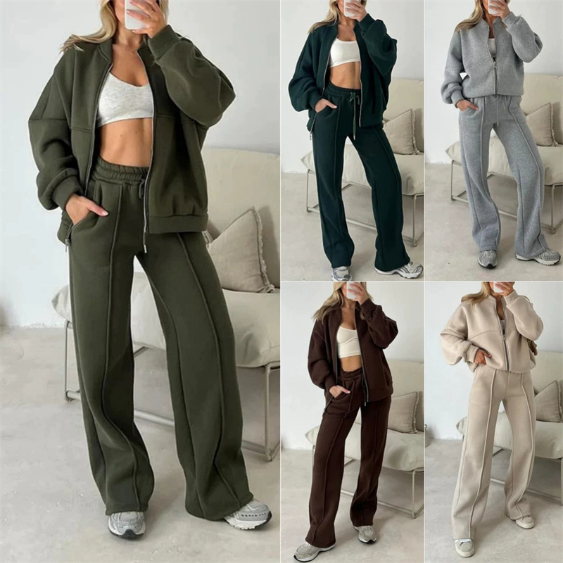 2025 Sweatshirt Two-piece Suit - Wide Leg Trouser 70S avaliação e preço