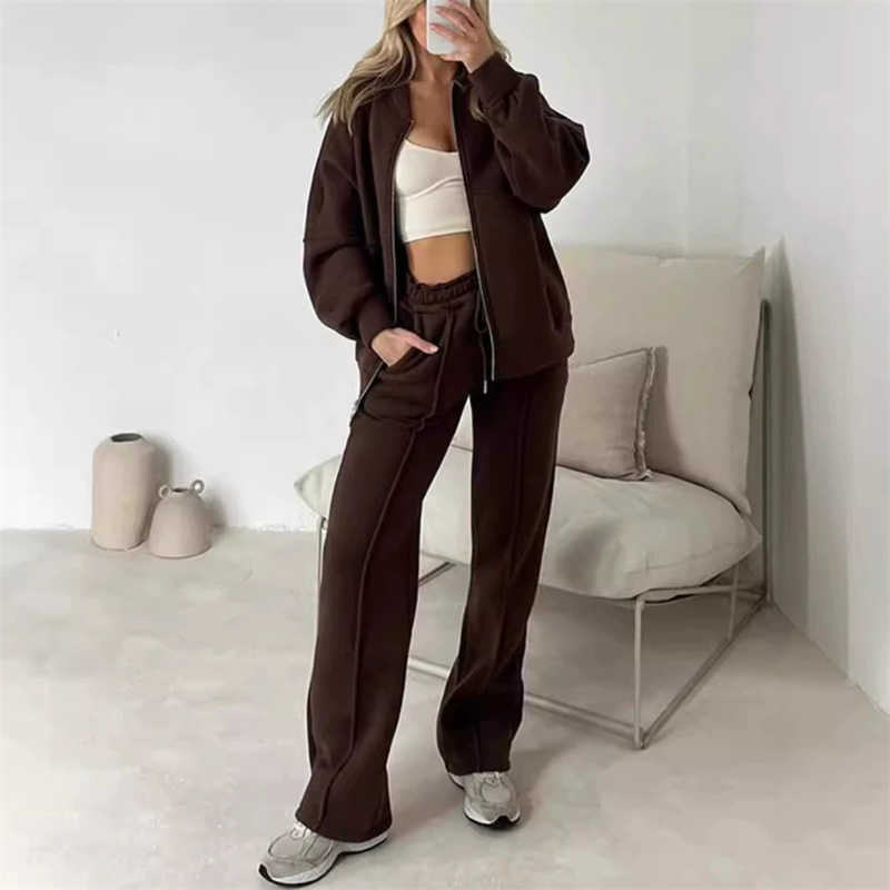 2025 Sweatshirt Two-piece Suit - Wide Leg Trouser 70S avaliação e preço