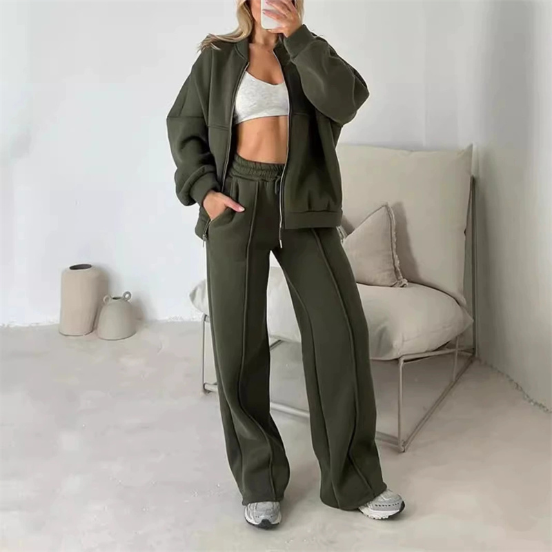 2025 Sweatshirt Two-piece Suit - Wide Leg Trouser 70S avaliação e preço