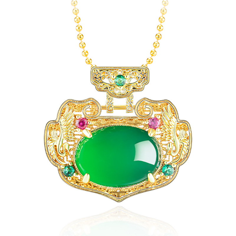 Green Real Jade Ruyi Pendant N - Vintage Fashion Jewelry Necklaces avaliação e preço
