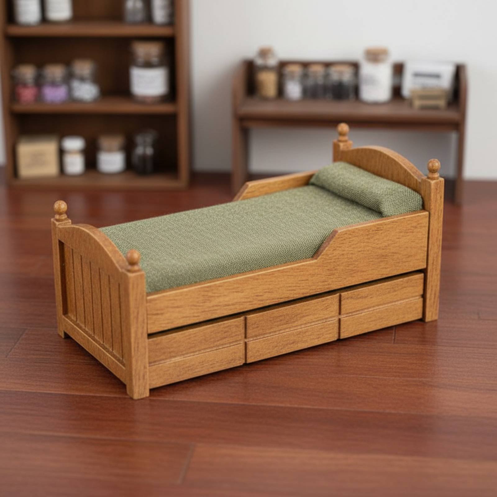 1:12 Scale Wooden Bed Handmade - Vintage Fashion Doll avaliação e preço