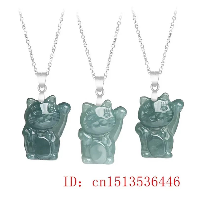Burmese Blue Jade Fortune Cat  - Vintage Fashion Jewelry Necklaces avaliação e preço