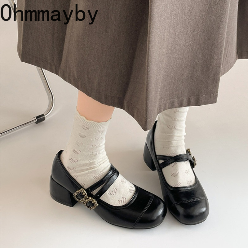 Vintage Thick Heel Women Mary  - Vintage Fashion Fabrics avaliação e preço