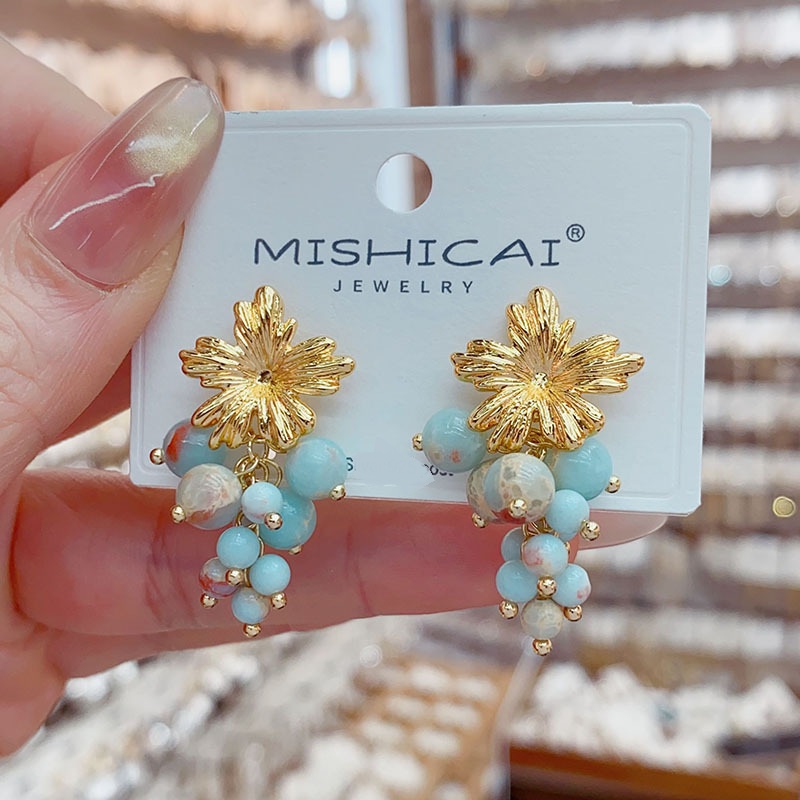 Turquoise Grape Cluster Stud E - Vintage Fashion Influencer avaliação e preço