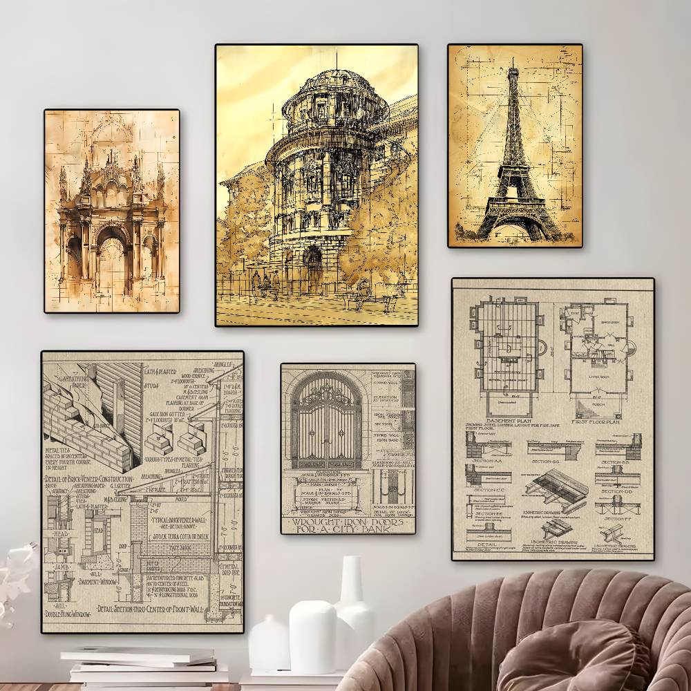Vintage Architecture Drawings  - Vintage Fashion Wallpaper avaliação e preço