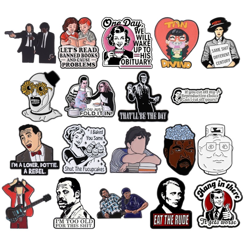 TV Movie Character Enamel Pins - Vintage Fashion Quotes avaliação e preço
