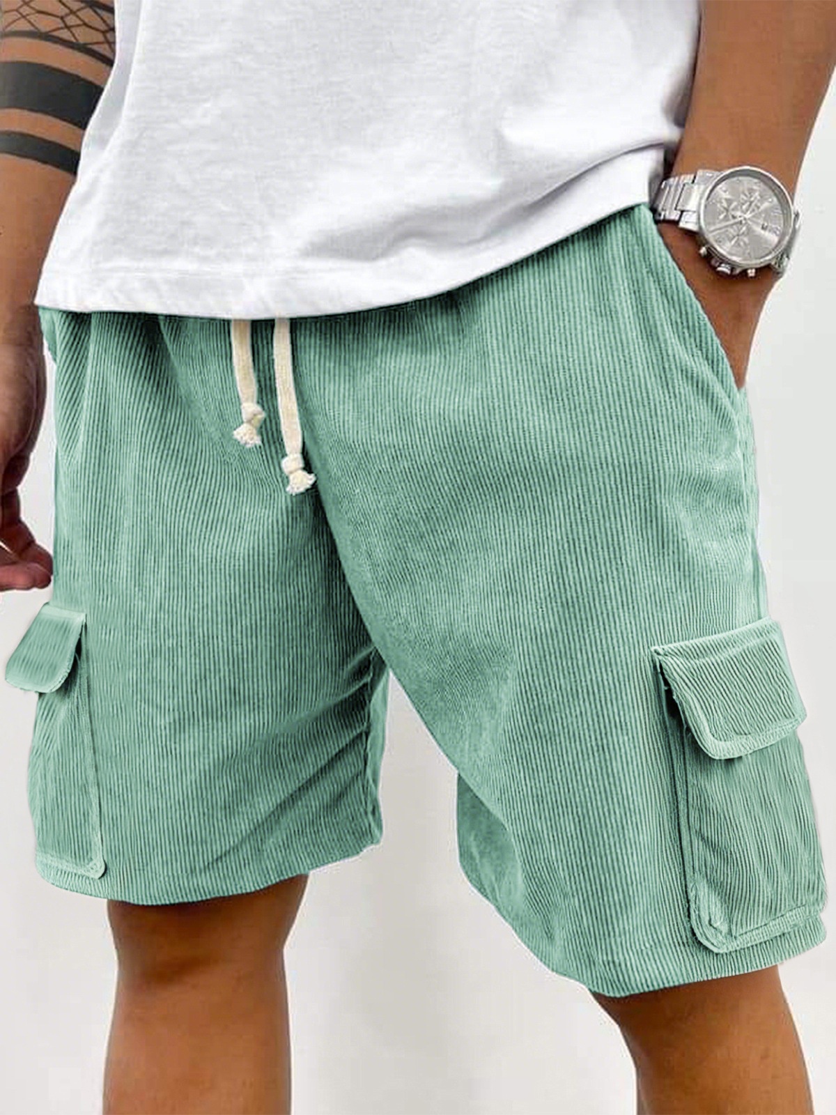 Men's Corduroy Shorts 2026 Men - Vintage Fashion Eu avaliação e preço
