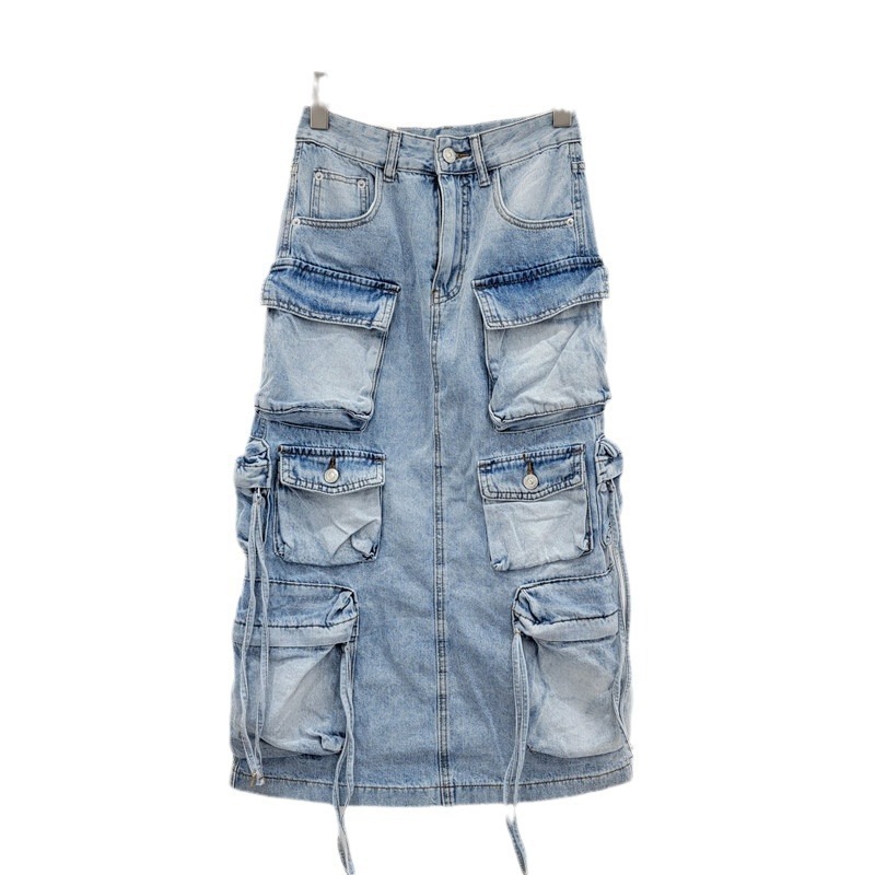 Women's Denim Workwear Skirt H - Vintage Fashion Influencer avaliação e preço