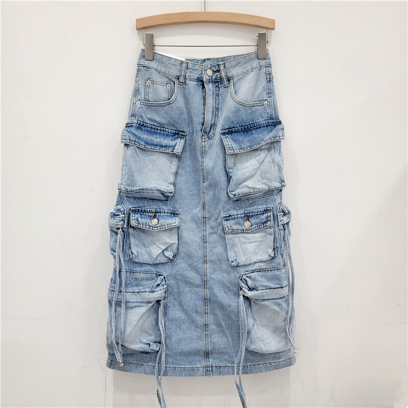 Women's Denim Workwear Skirt H - Vintage Fashion Influencer avaliação e preço
