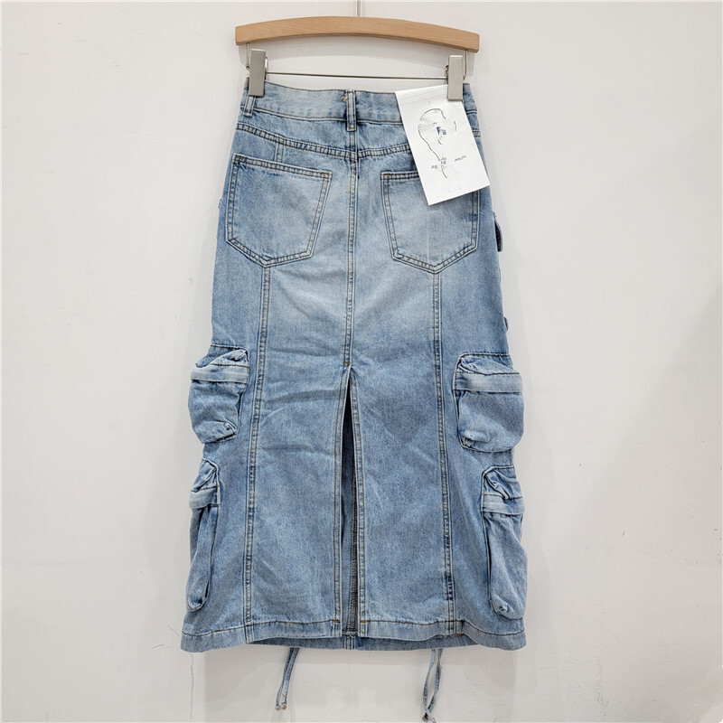 Women's Denim Workwear Skirt H - Vintage Fashion Influencer avaliação e preço