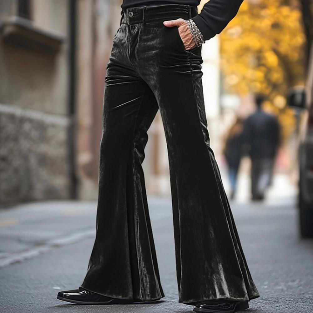 Men's Bell Bottom Velvet Pants - Wide Leg Trouser 70S avaliação e preço