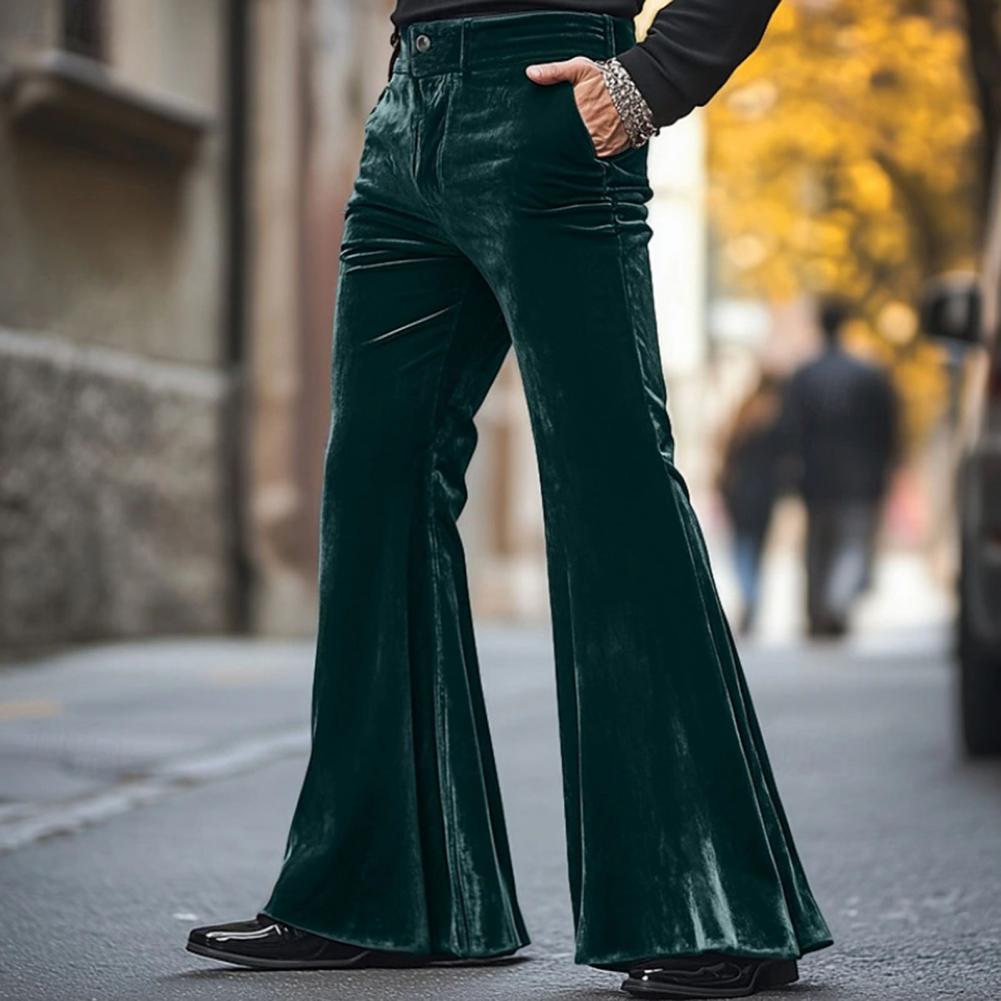 Men's Bell Bottom Velvet Pants - Wide Leg Trouser 70S avaliação e preço