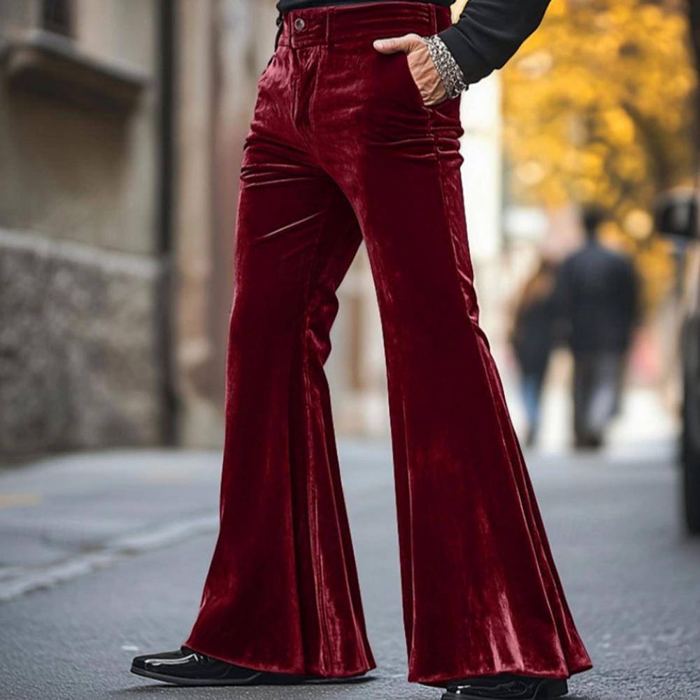 Men's Bell Bottom Velvet Pants - Wide Leg Trouser 70S avaliação e preço