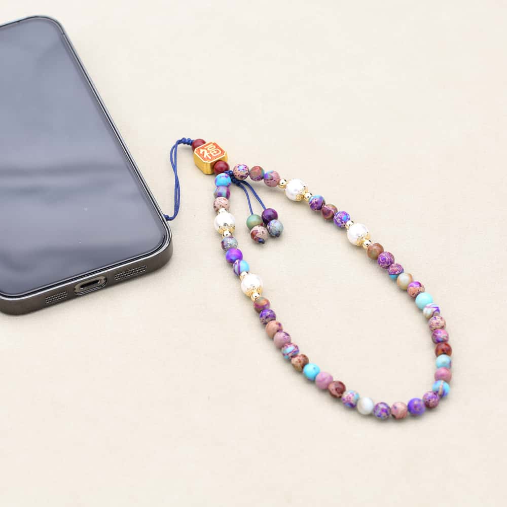 6MM Beads Phone Chain Wrist La - Vintage Fashion Jewelry Necklaces avaliação e preço
