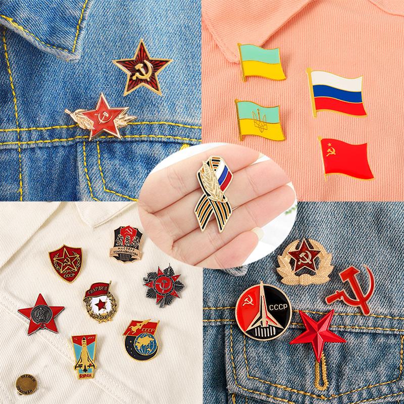 Russian Flag Brooch Ribbon Sig - Vintage Fashion Icons avaliação e preço