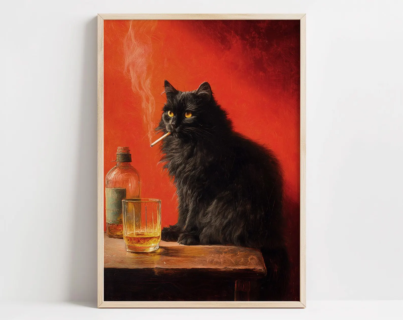 Black Cat Smoking a Cigarette  - Vintage Fashion Wall Art avaliação e preço