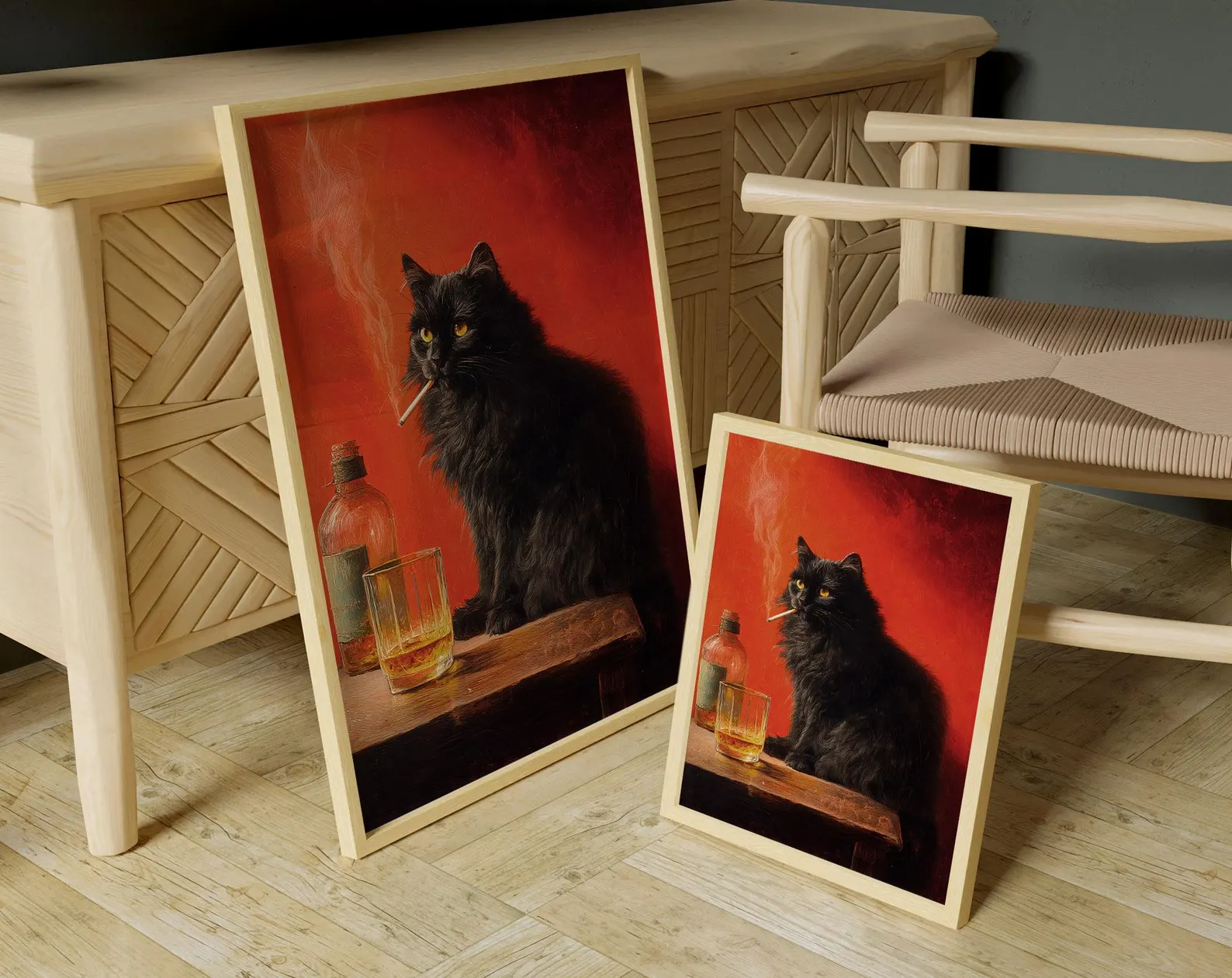 Black Cat Smoking a Cigarette  - Vintage Fashion Wall Art avaliação e preço