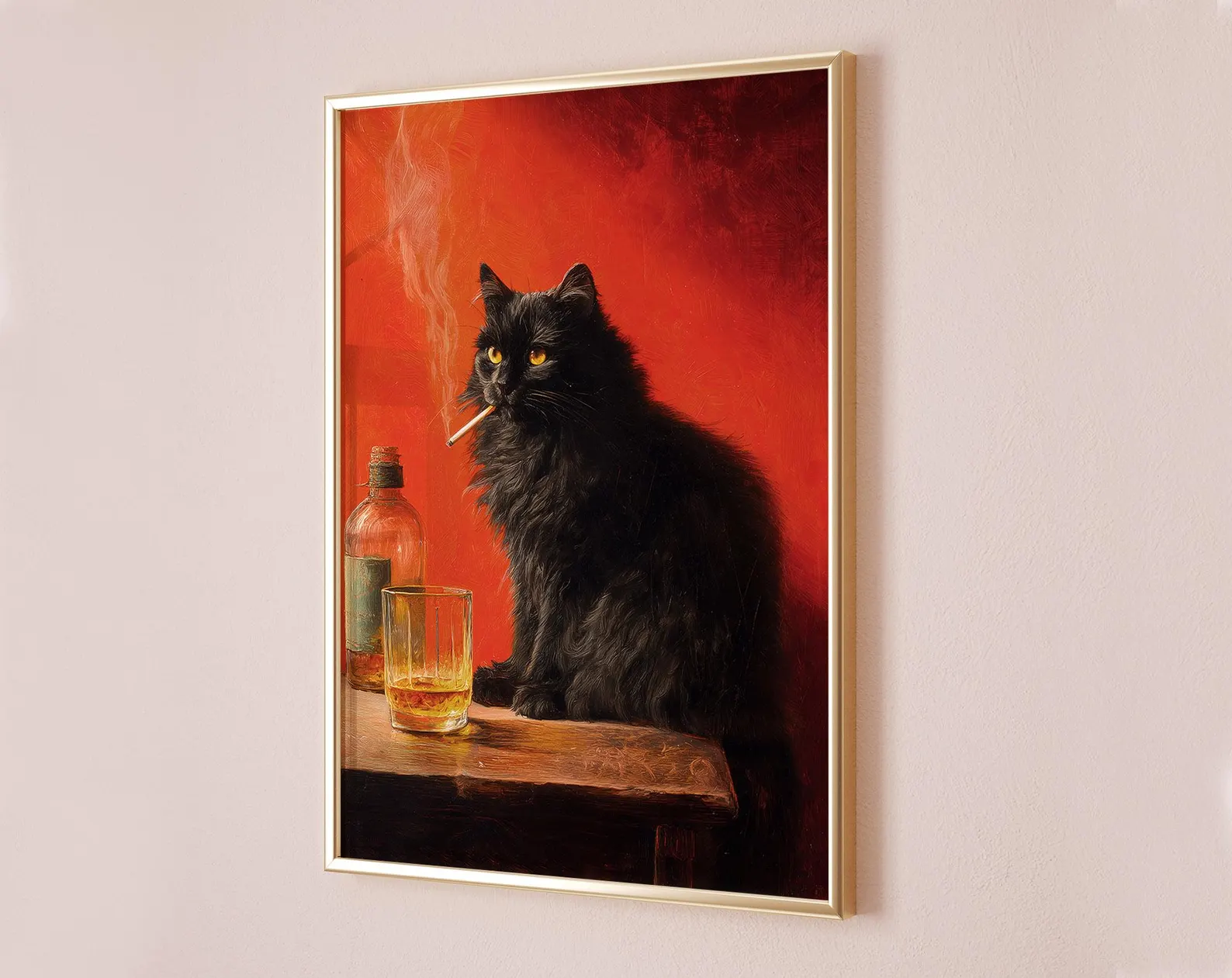 Black Cat Smoking a Cigarette  - Vintage Fashion Wall Art avaliação e preço