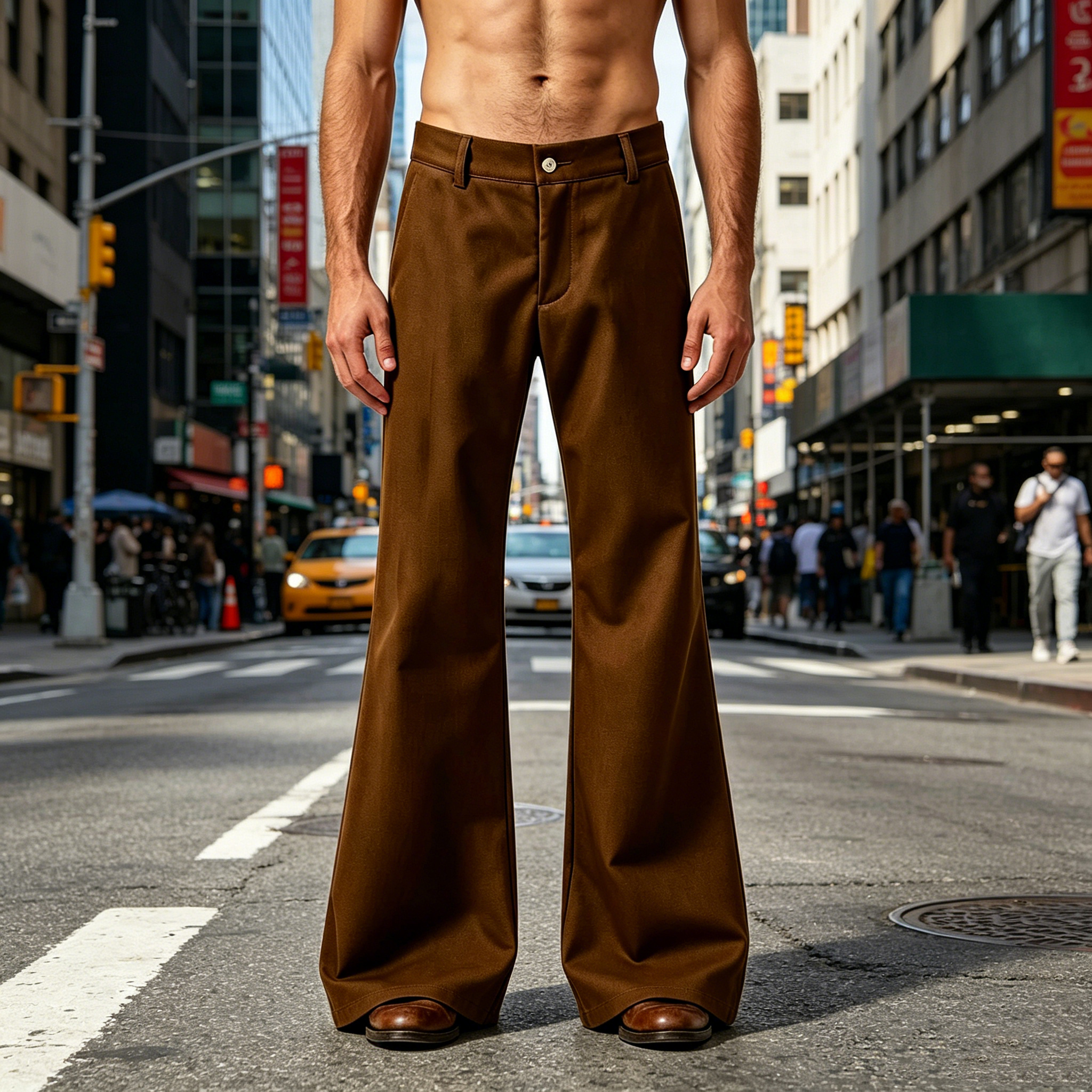 Men's Flare Pants 70s Retro Hi - Wide Leg Trouser 70S avaliação e preço