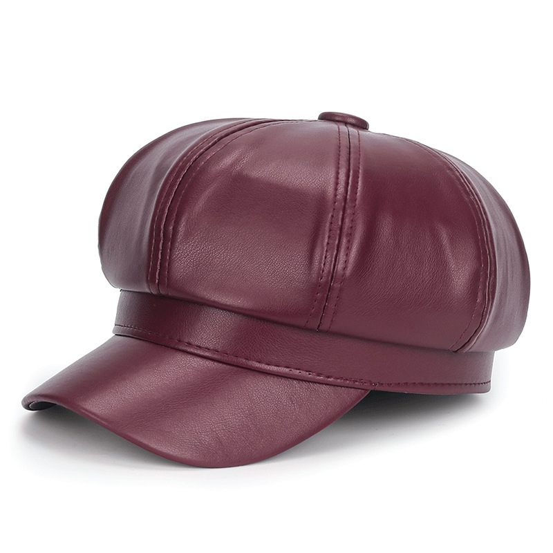 Winter Black PU Leather Hat fo - Vintage Fashion Hats avaliação e preço