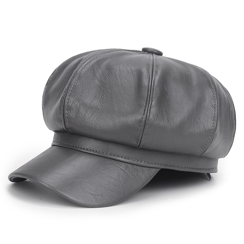 Winter Black PU Leather Hat fo - Vintage Fashion Hats avaliação e preço
