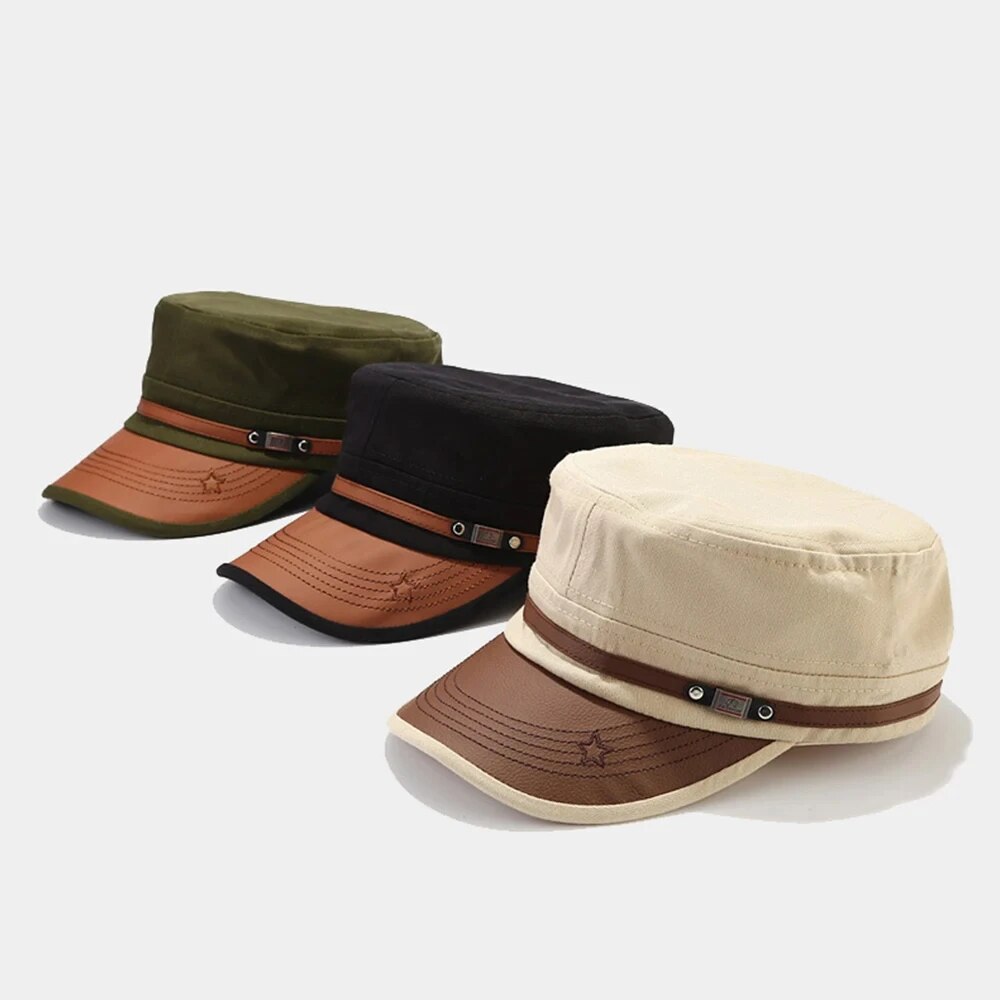 Casual Cadet Hat Man Flat Top  - Vintage Fashion Hats avaliação e preço