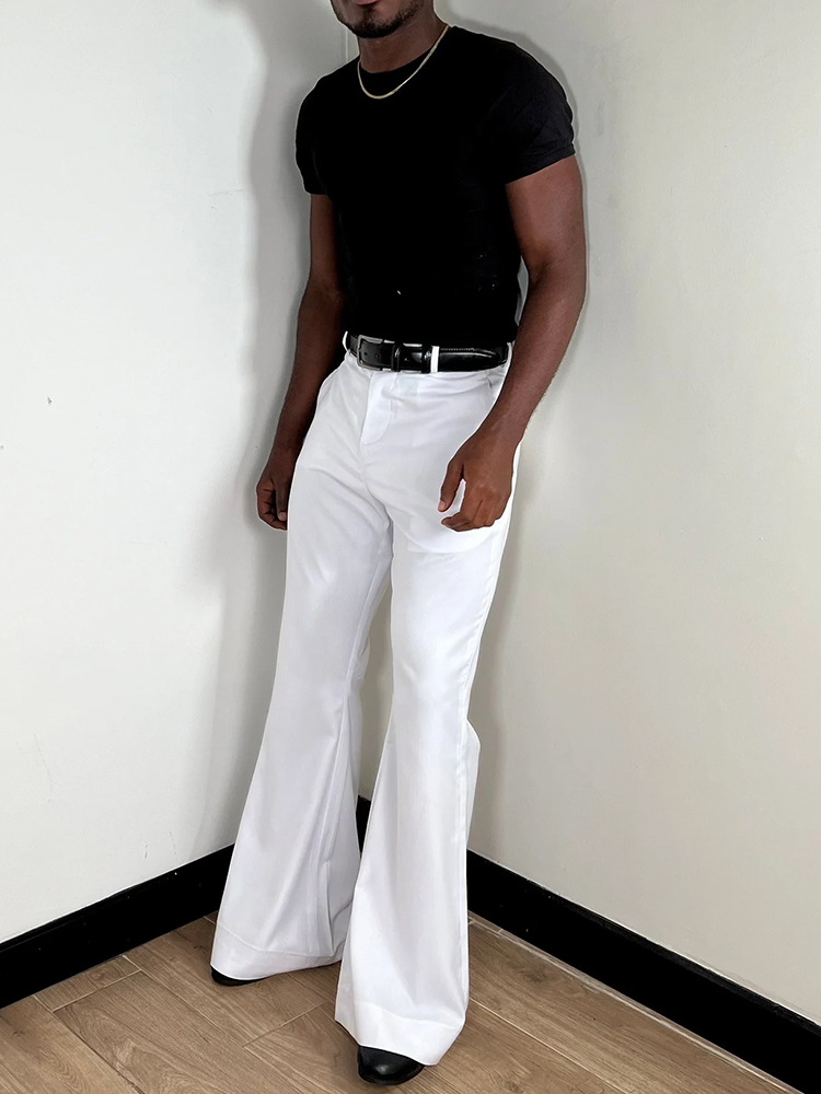 Stylish Bell Bottom Mens Slim  - Wide Leg Trouser 70S avaliação e preço