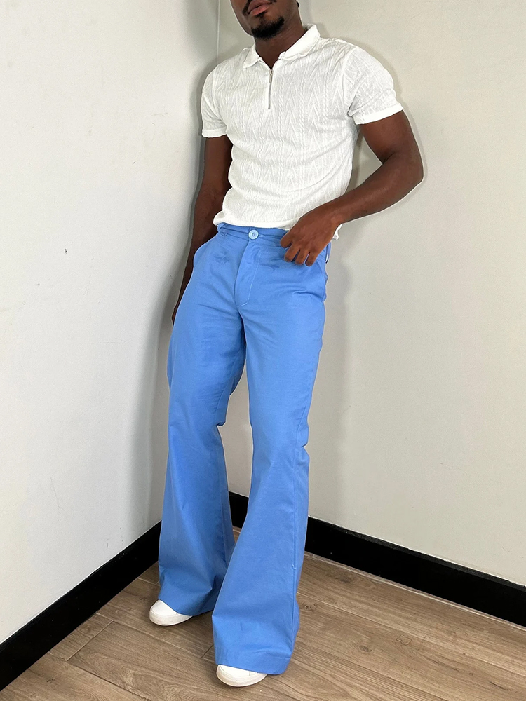 Stylish Bell Bottom Mens Slim  - Wide Leg Trouser 70S avaliação e preço