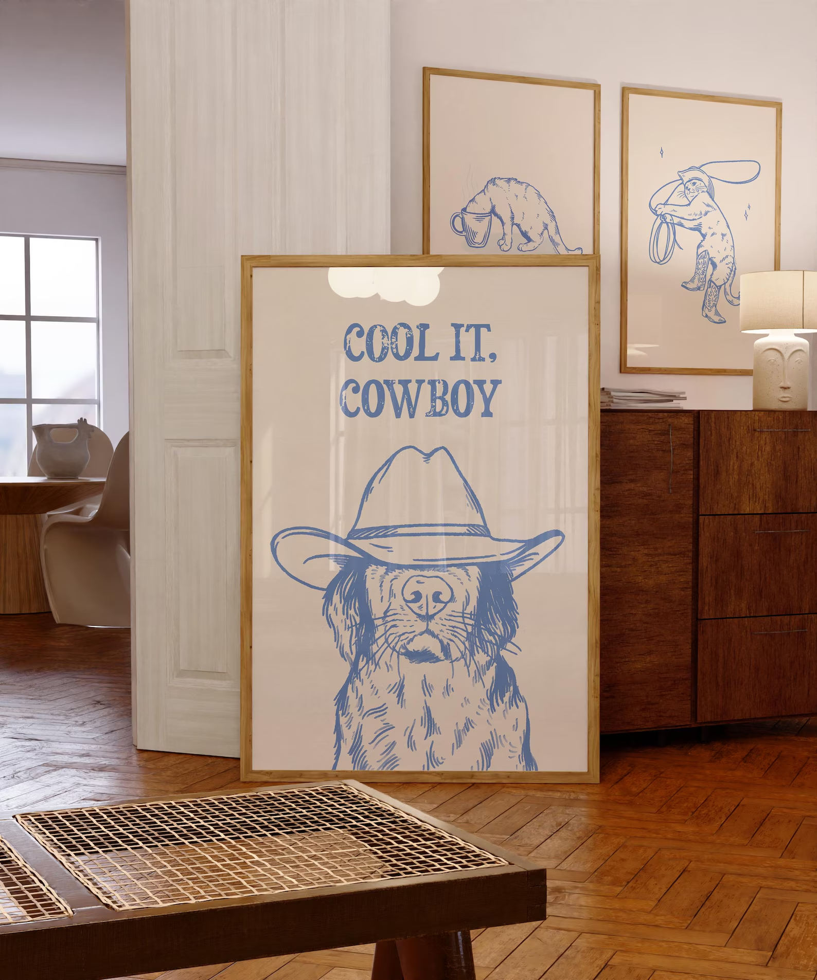 cool it cowboy art print retro - Vintage Fashion Wall Art avaliação e preço
