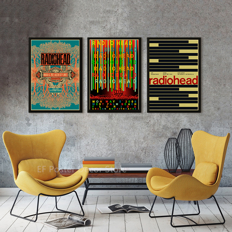 Rock Band Radiohead Music Art  - Vintage Fashion Wallpaper avaliação e preço