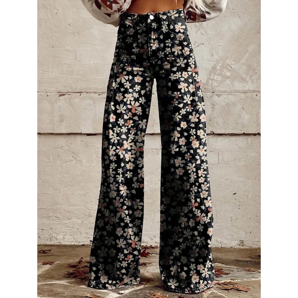 Women's Cute Retro Wave Daisy  - Wide Leg Trouser 70S avaliação e preço