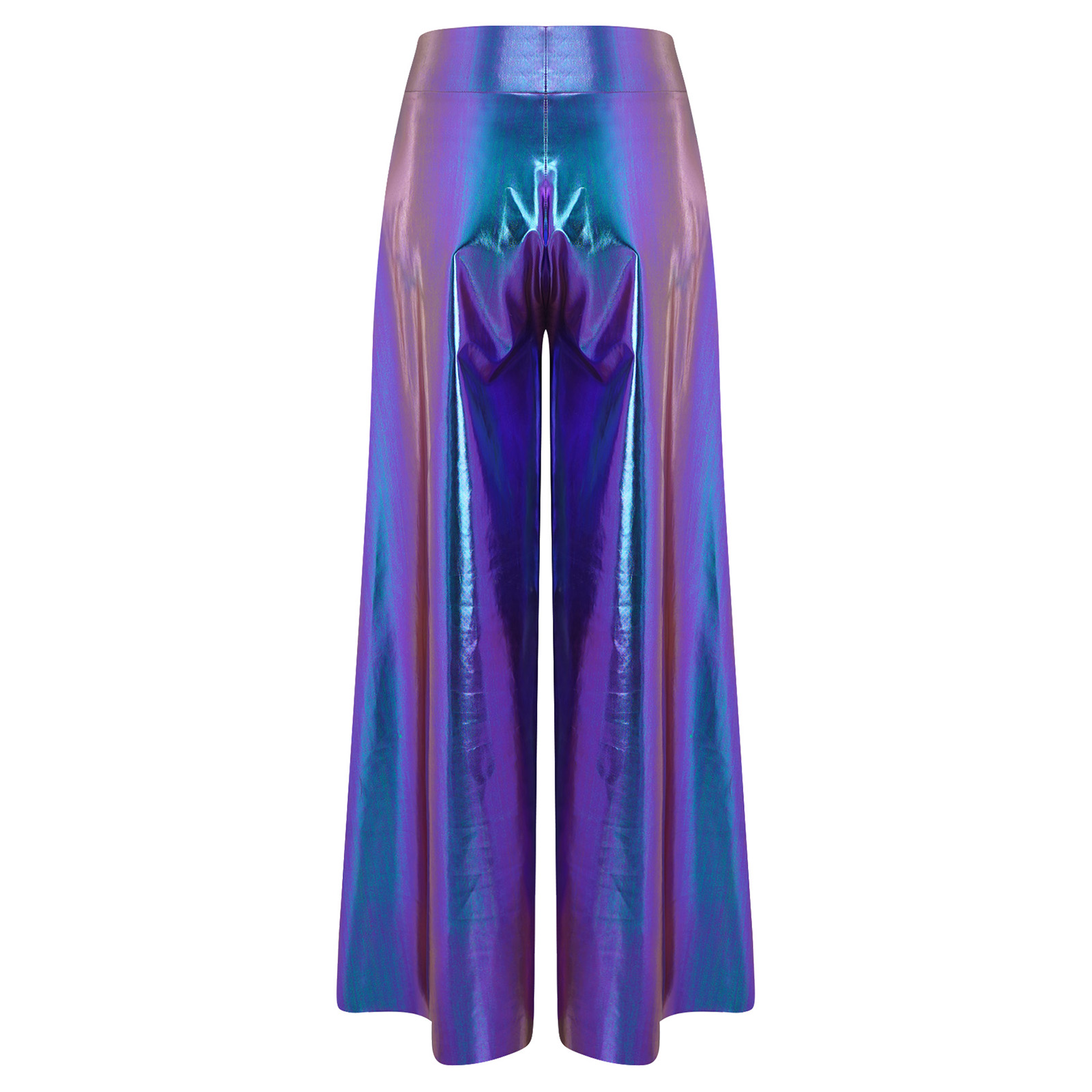 Women Fashion Metallic Shiny P - Wide Leg Trouser 70S avaliação e preço