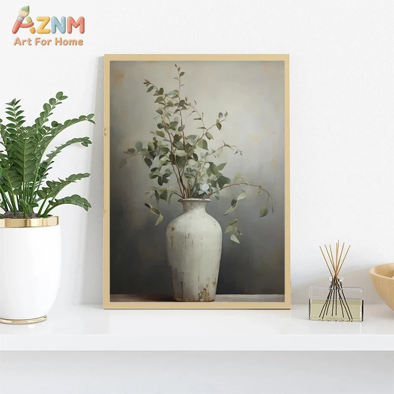 AZNM Vintage Flower Vase Canva - Vintage Fashion Wall Art avaliação e preço